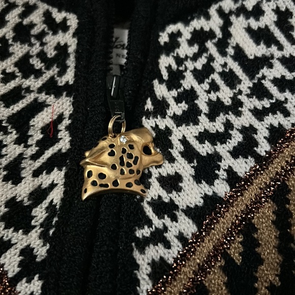 Antonella Preve Sweater Full Zip Animal Print Removable Zipper Pull - Picture 7 of 9